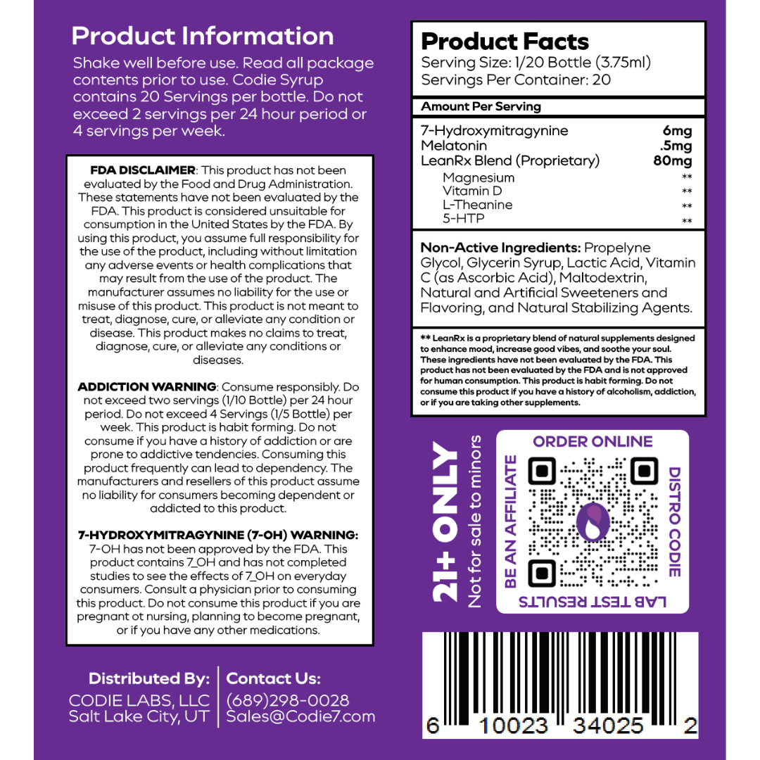 Codie Grape Lean - 120mg Nano 7-OH - 25pk Display